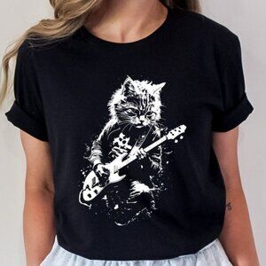 Rock Cat Guitar T-Shirt | Funny Cat Lover Gift Tee